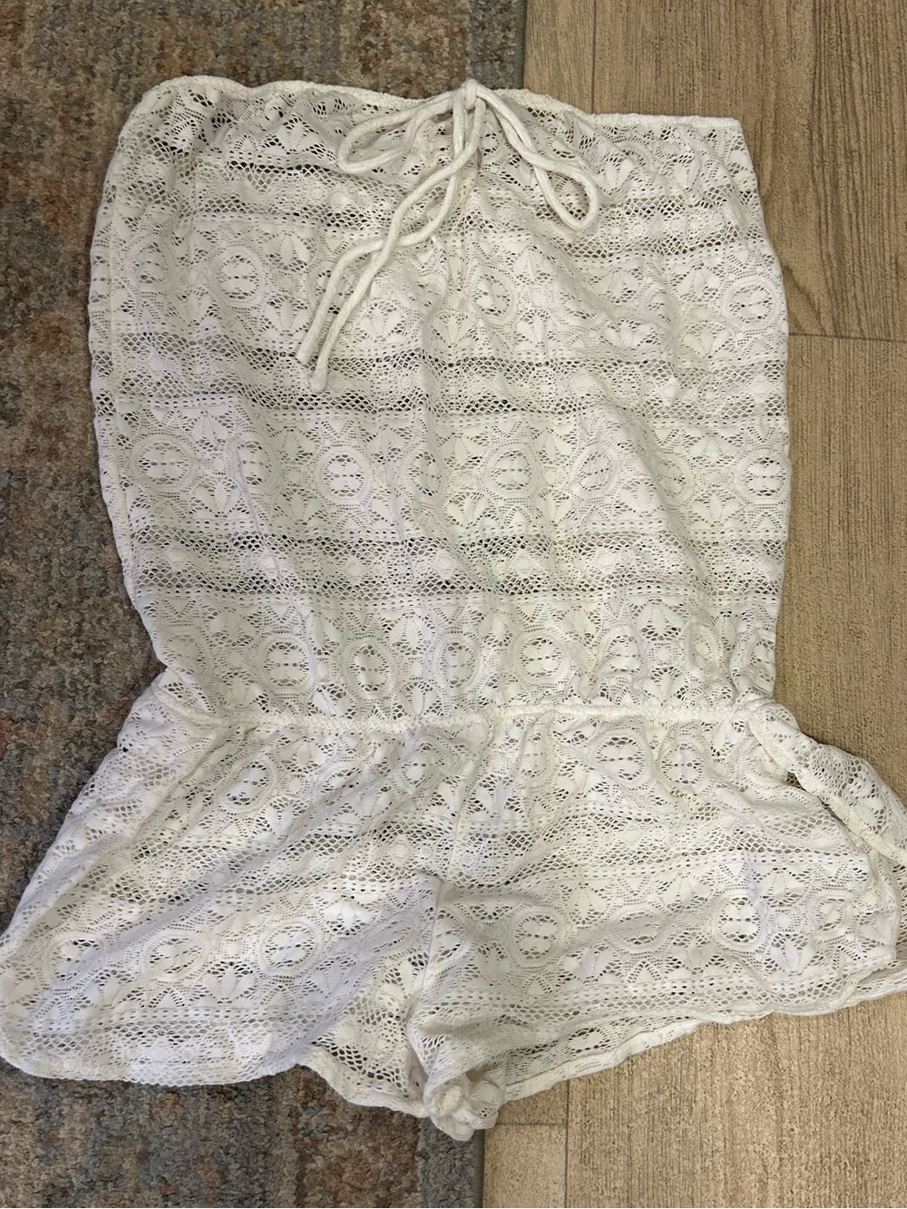 Victoria's Secret White Crochet Swim Cover-Up Romper